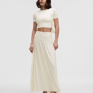 lululemon athletica 2 in 1 Maxi Dress Light Ivory Cream Maxi Skirt Large